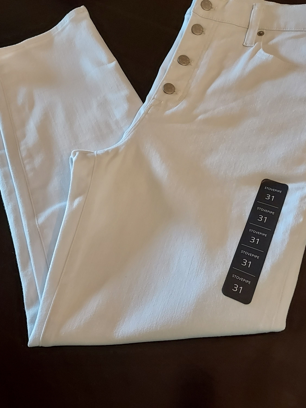 J. Crew Button Fly White Straight Leg Stovepipe Jeans In Sz. 31.  NWT